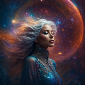 A luminously ethereal Martian maiden, each pixel effervescent wi...