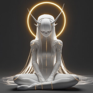 The Revelation,3D render of anime style character design, white...