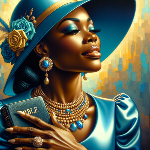 A spiritually enriching illustration depicts an African American...