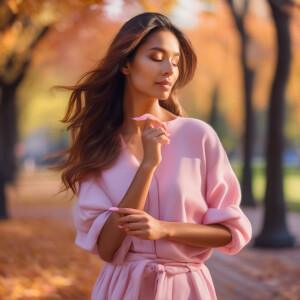 "A young woman with vibrantly pink-painted nails dashes through...