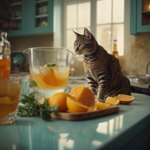 Cat making a drink