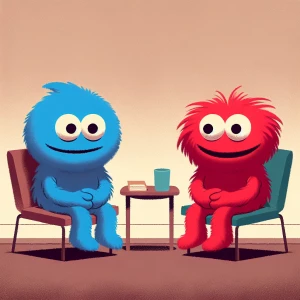 Grover and Elmo at couples counseling