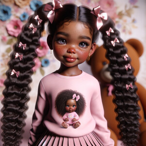 Refine the 3D realistic image of a four-year-old African-America...