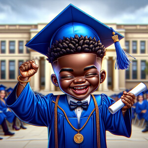 "Create a realistic airbrushed illustration of a joyful African...