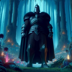 Ghibli style portrait of Darth Vader standing in a mystical fore...