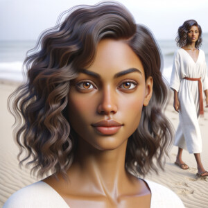 Create a 3-D realistic picture of a beautiful African-American J...