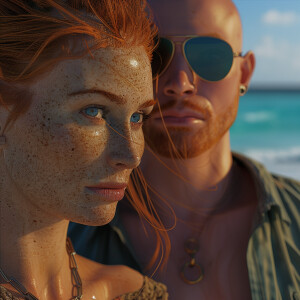 A photorealistic high resolution image. Light ginger haired fema...