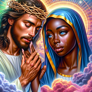 Ensure that the image distinctly represents both Jesus Christ an...