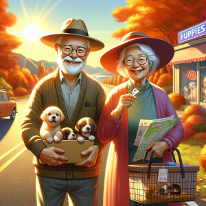 Grandparents buy puppies on the road to buying puppies