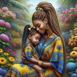 A tender depiction of a Bohemian mother with her child, both sty...