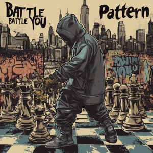 Design an album cover for a hip-hop track called "Dark Pattern B...