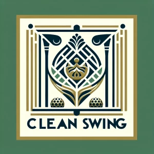Create an Art Deco-style logo for 'Clean Swing,' a high-end golf...