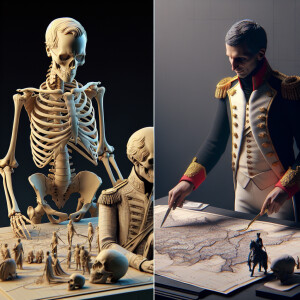 Napoleon strategizing at a map table