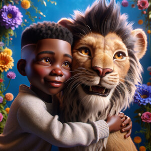 3D realistic style, an African-American little boy with fade top...