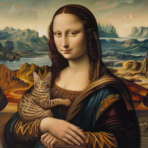 The Mona Lisa holding a cat