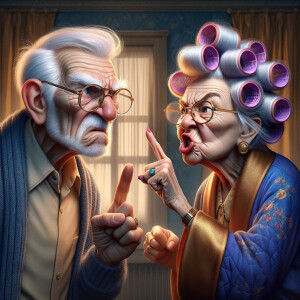 An animated image featuring an elderly couple in a moment of lig...
