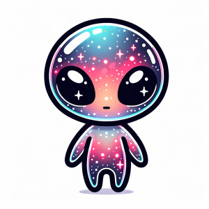 Colored alien transparent graphic, no background, cosmic alien g...