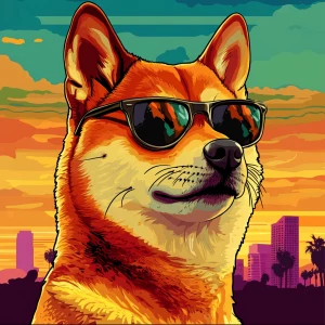 MEME DOGE in GTA art style — — in the style of a Grand Theft Au...