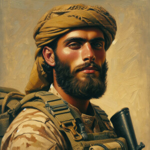 a portrait of a Air Force soldier. Realistic oil painting. Neutr...