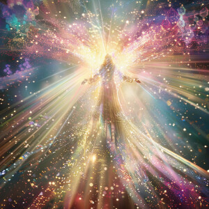 Generate an ultra high-resolution 3D burst of light and sparkles...