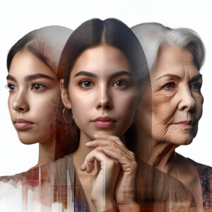 Create a captivating triple exposure portrait that seamlessly bl...