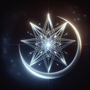 7 pointed star and crescent moon