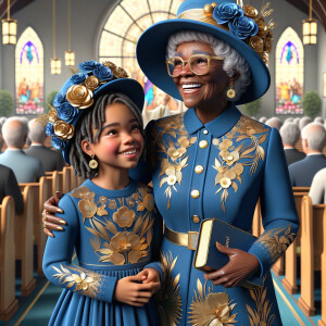 Adjust the 3-D realistic image to depict the African-American gr...