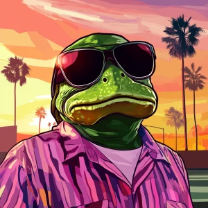 MEME PEPE in GTA art style, test, in the style of a Grand Theft...