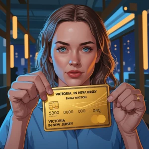 I'm Emma Watson generate a golden plastic membership card to Vic...
