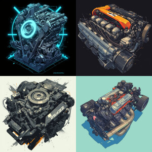 draw a logo for a four-line internal combustion engine with the...