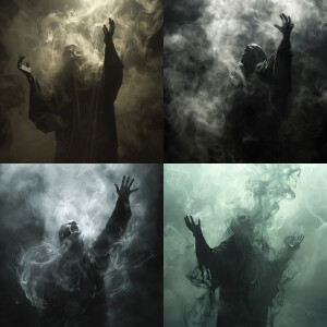 Hyper realistic image of a grim reaper screaming while standing...