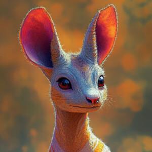 A digital art headon portrait of a female aardvarkcore