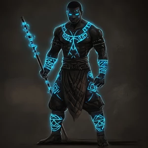 Prompt: Design a black African ninja style superhero character w...