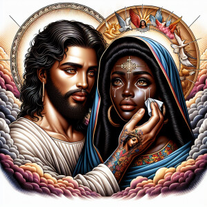 Ensure that the image distinctly represents both Jesus Christ an...