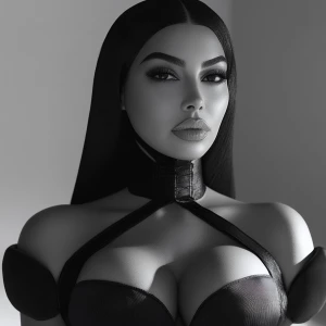 Kim Kardashian at avant-garde angles, broad upper body, embodyin...