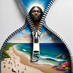 A realistic photo where a zipper appears to be
'unzipping' an oc...