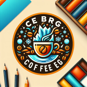 Logo for a coffee shop with the name “IceBerg”