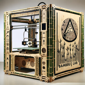 3d printer big with bambu lab carbon rods and bambu lab logo