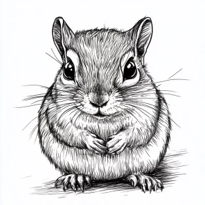 A cute chipmunk facing forward with expressive eyes, full body,...