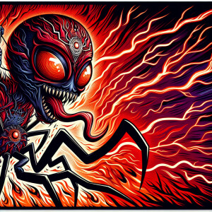 spiderman/venom morph, has spiderman face, venom eyes and tongue...