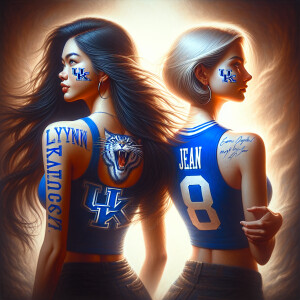 Create an image depicting two women showing their support for th...