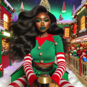 African american caricature rich melanin elf teen with soft glam...