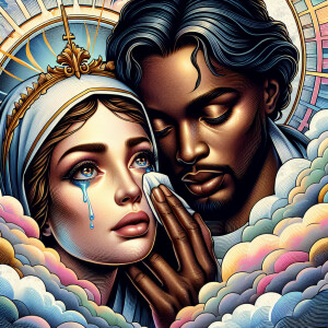 Ensure that the image distinctly represents both Jesus Christ an...