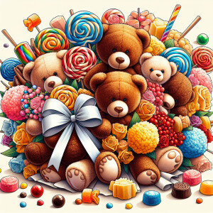 Создай букеты из плюшевых мишек и конфет