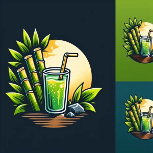 Create a logo for "Khavya Sugarcane Juice Shop" that exudes vibr...