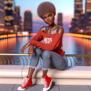 3D image BEAUTIFUL LIGHT SKIN AFRICAN AMERICAN woman with a Shor...