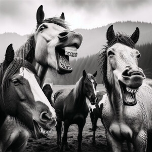 Caballos riendo a carcajadas