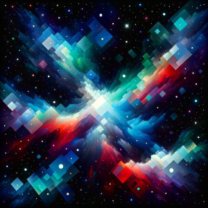 Cool starry outer space, black with cosmic colors