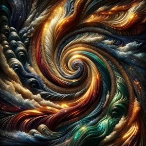 swirling vortex of opulent, 24-karat gold curls, each strand met...