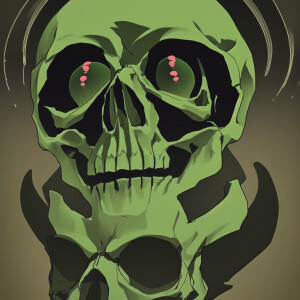 Skull VHS effect ULTRA HD 4k green colour skeleton graphic gothi...
